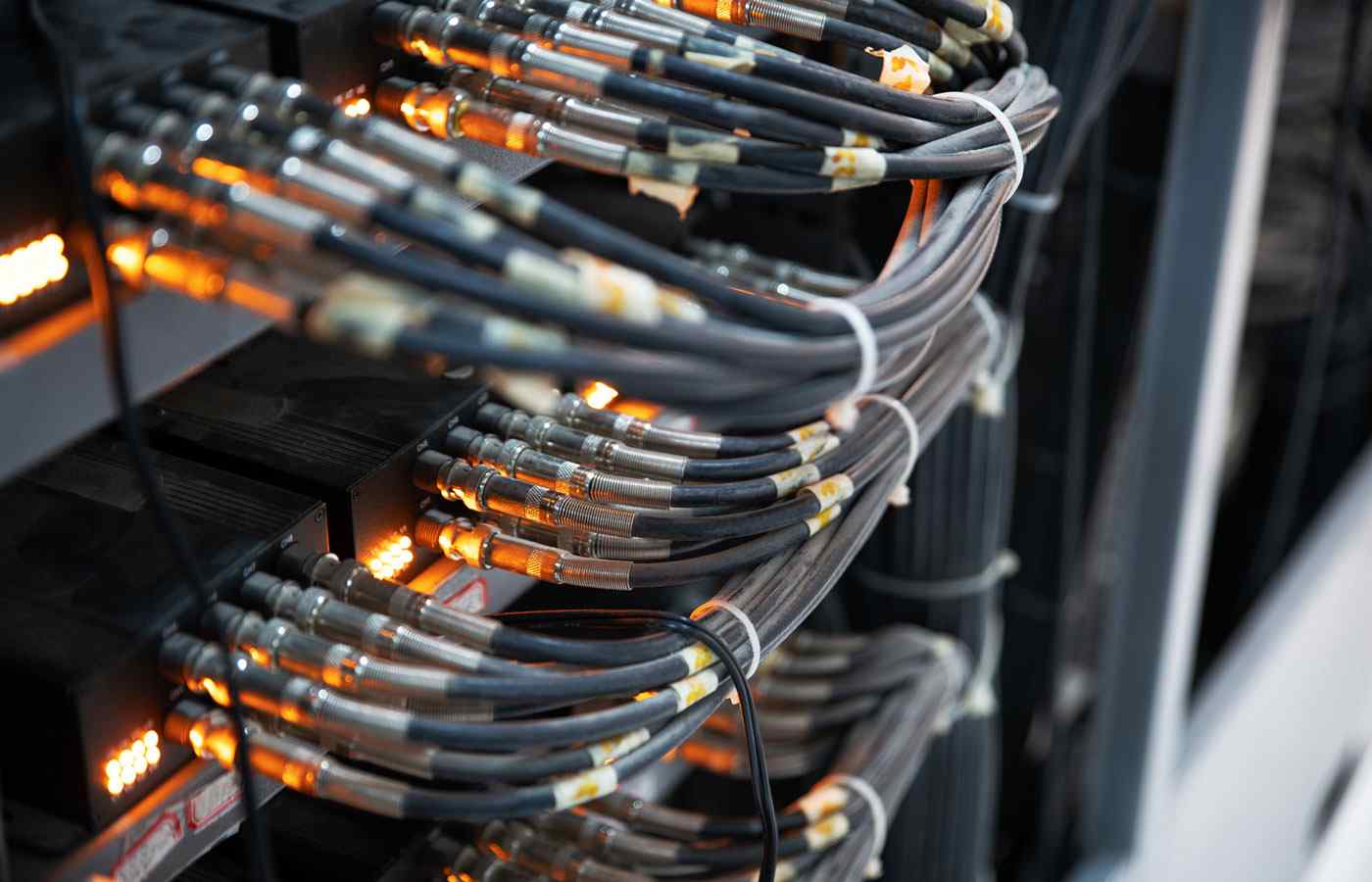 fibre optic cables in a data center